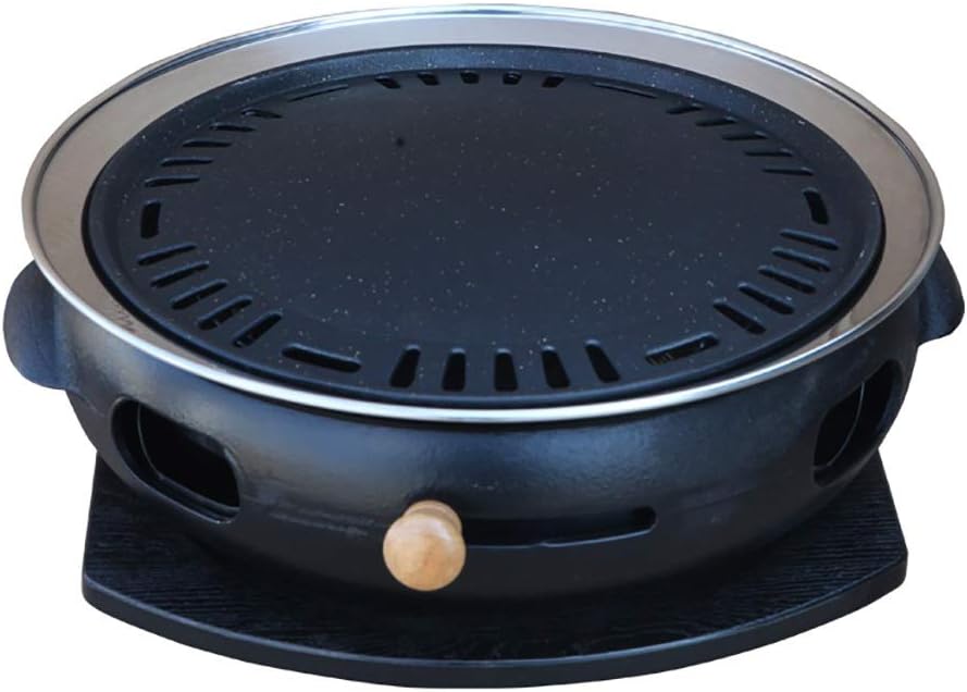 BBQ Barbeque Barbecue Grill,Large Cast Iron Barbecue Meat Stove,Korean Smoke-Free Household Charcoal Grill,Indoor Outdoor,15 Styles (Color : E)