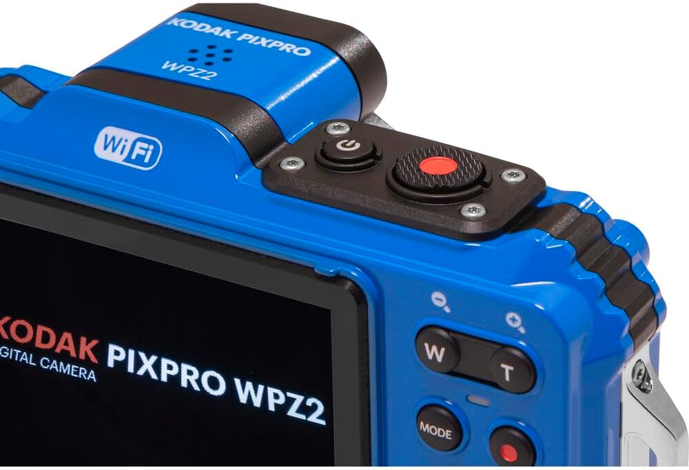 Kodak PIXPRO WPZ2 Waterproof Digital Camera Bundle, Includes: SanDisk 64GB MicroSD Memory Card, Spare Battery and More (6 Items) (Blue)