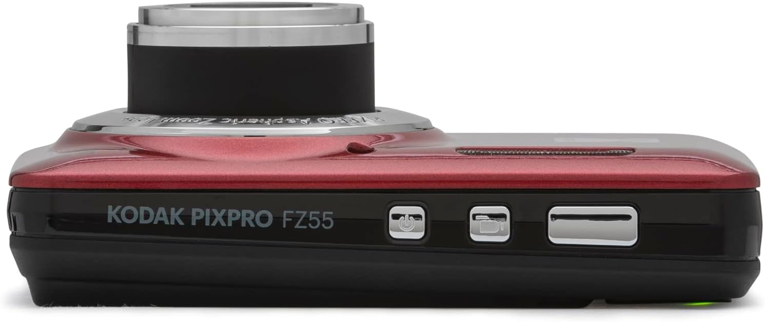 Kodak PIXPRO FZ55 Digital Camera, Red Bundle with Lexar 32GB High-Performance 800x UHS-I SDHC Memory Card + Deco Photo Point and Shoot Field Bag Camera Case