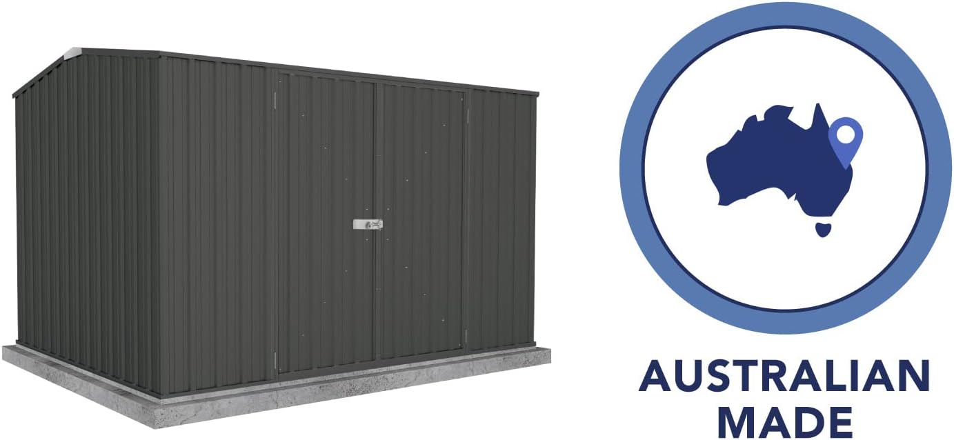 Absco Premier Storage Sheds, 10'x7' Metal Garage, DIY Backyard Shed, Utility Tool Storage, Weather & Wind Resistant Aluminum Panels & Steel Frame, Maintenance-Free, 12 Year Warranty, Monument Gray