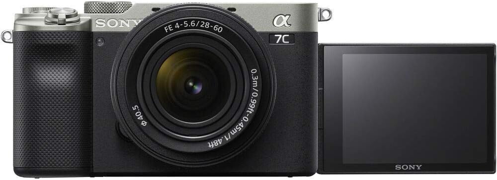 Sony Alpha a7C Mirrorless Digital Camera with 28-60mm Lens (Silver) ILCE7CL/S + 64GB Memory Card + 2 x NP-FZ-100 Battery + Corel Photo Software + Case + External Charger + Card Reader + More (Renewed)