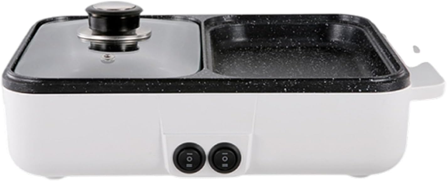 Hot Pot Electric with Grill, 2 in 1 Indoor Non-Stick for Steaks, Shabu Shabu, Noodles, Simmer and Fry, Korean BBQ Grill, Independent Dual Temperature Control,C