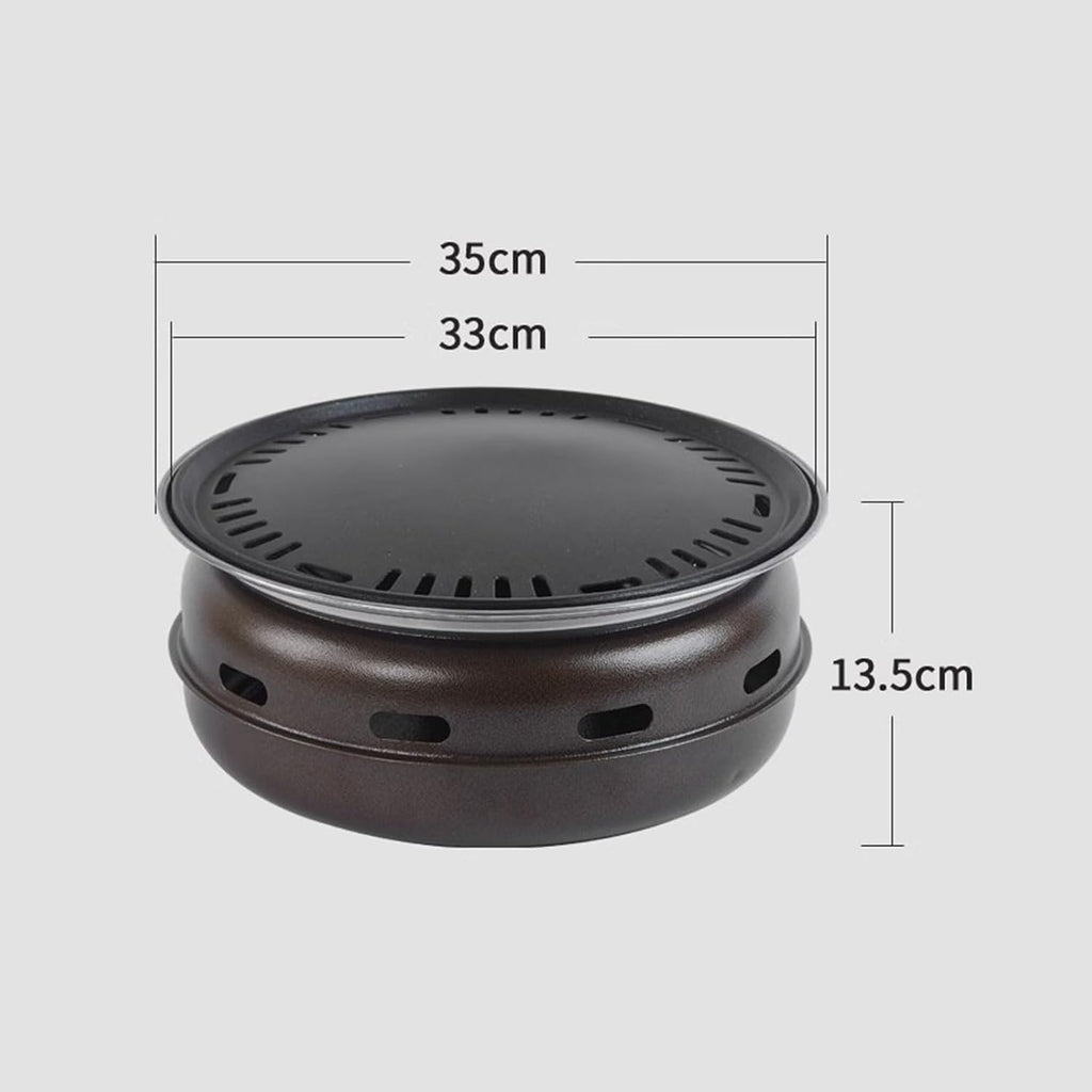 AIZYR Cast Iron BBQ Grill Portable Charcoal Barbecue Grill, Tabletop Outdoor Camping Grill Round Carbon Grill Stove for Patio Garden Travel,Large