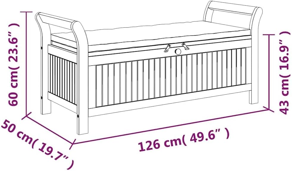 vidaXL Garden Storage Bench Cream White, Natural Wood