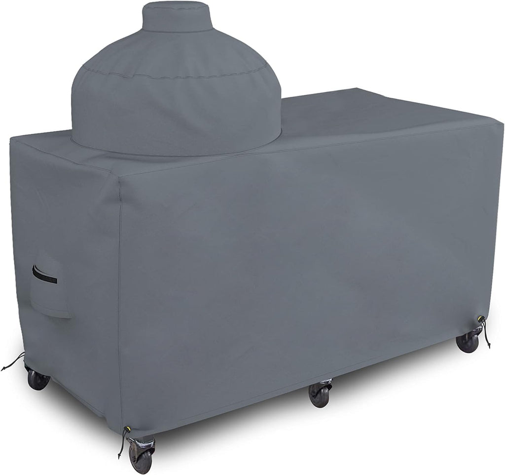 Covers & all Big Egg Grill Cover, 12 Oz Waterproof UV & Weather Resistant, PVC Coated Outdoor Cover with Air Vents & Drawstrings (72' L x 36' D x 52' H, Grey)