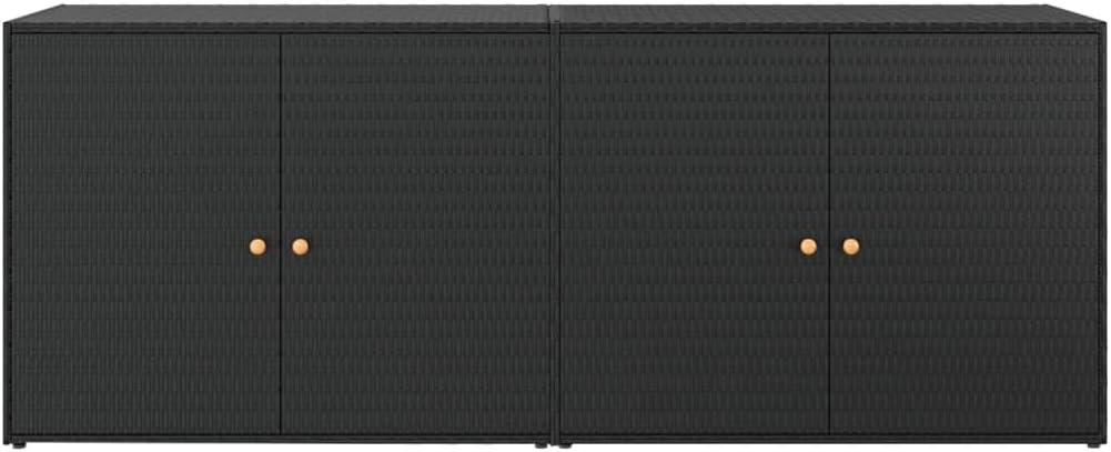 Black Modern Outdoor Garden Storage Cabinet Deck Box 78' x 31.5' x 21.9' Poly Rattan & Steel