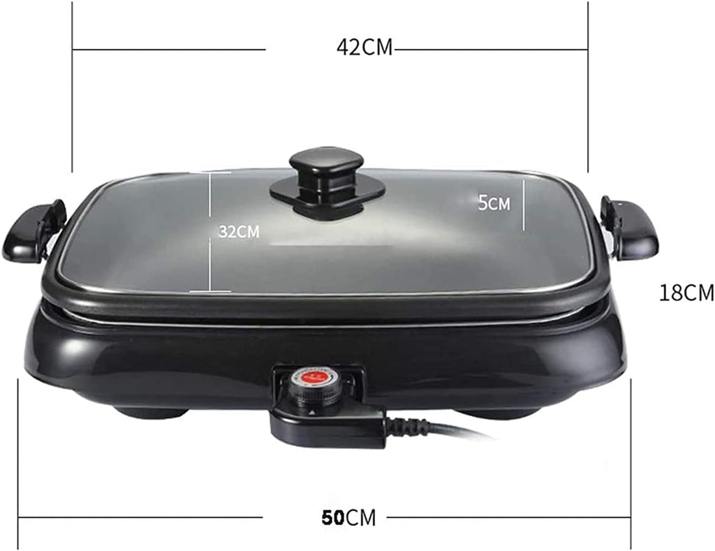 Indoor Korean Barbecue Grill Portable Electric Grill, Barbecue Hot Pot Grilled Fish Oven Electric Baking Tray Commercial Rectangular Household Split Grilled Fish Plate Multi-function Smokeless Special