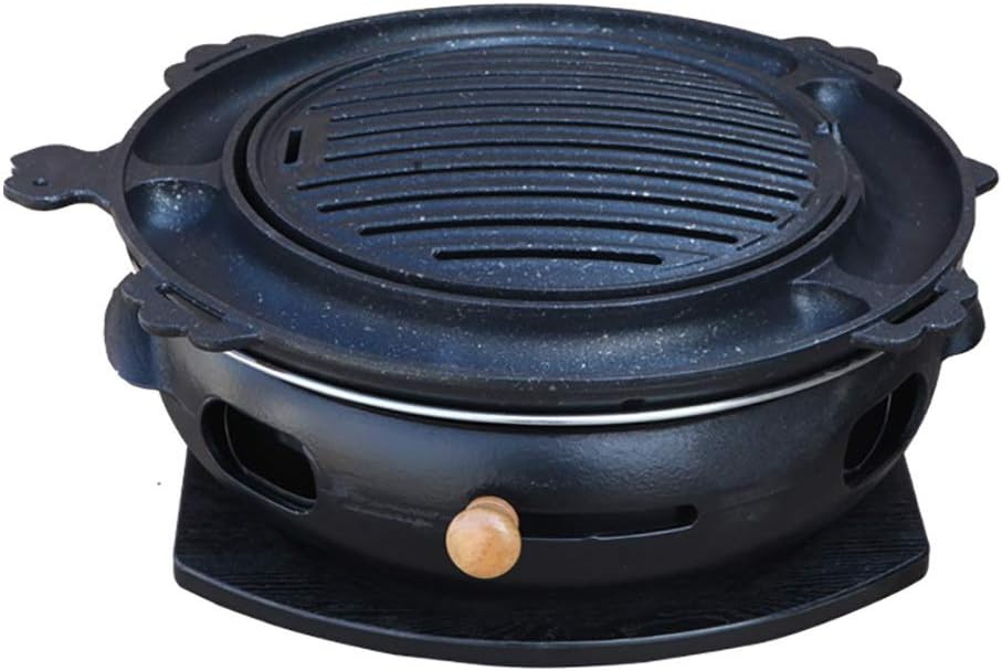 BBQ Barbeque Barbecue Grill,Large Cast Iron Barbecue Meat Stove,Korean Smoke-Free Household Charcoal Grill,Indoor Outdoor,15 Styles (Color : E)