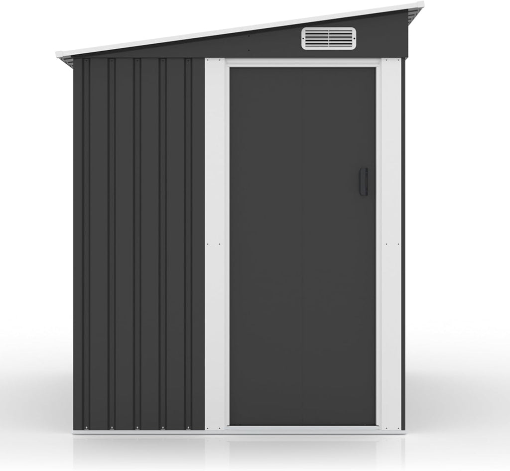 VINGLI Outdoor Storage Shed, 7x5 FT Metal Shed with Sliding Door, Air Vent, Patio Storage House with Sloping Roof, Weatherproof Tool Shed for Patio, Garden, Yard, Outside Use, Black