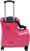 20Inch Kid Ride Suitcase, Kids Travel Suitcase with Lock & Safety Belt, Portable Children's Travel Trolley Case, Ride On Suitcase for Kids Aged 3-6 Years Old