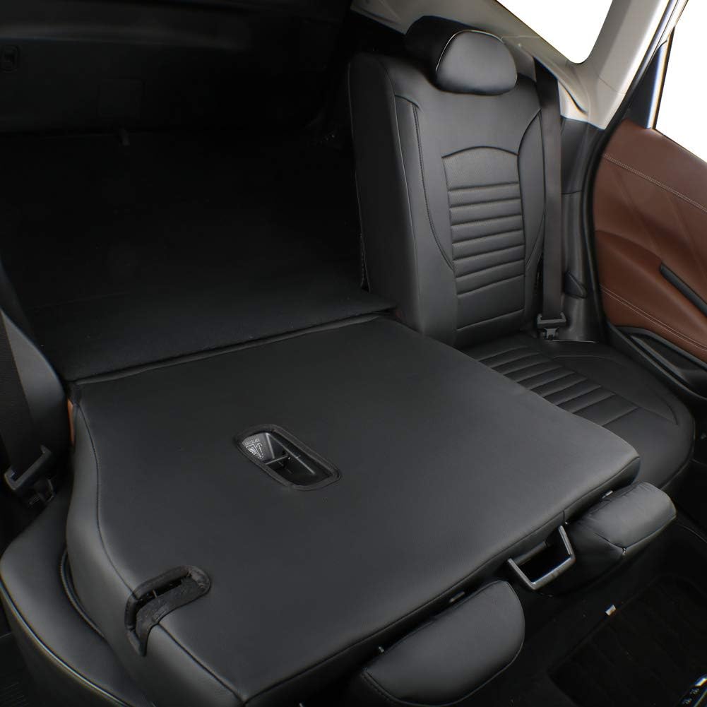 EKR Custom Fit Santa Fe Full Set Car Seat Covers for Select Hyundai Santa Fe 2013 2014 2015 2016 2017 2018 -Three Rows, Second Row 50/50 Split- Faux Leather (Black)