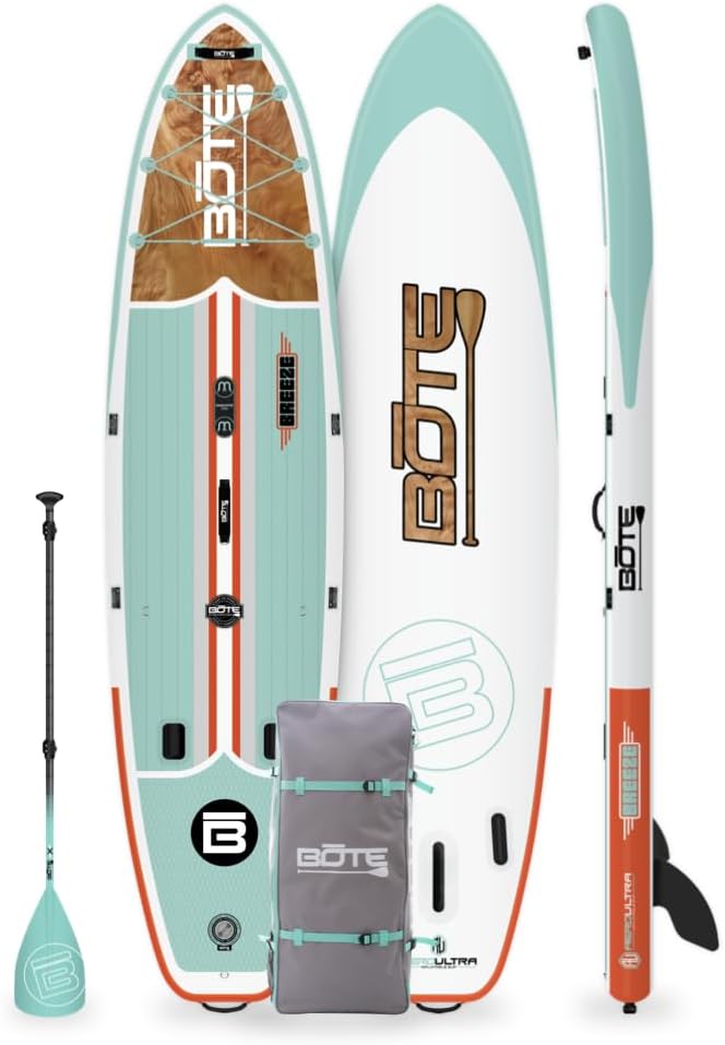 BOTE 11' FT 6' Breeze Aero Inflatable Stand Up Paddle Board, MAGNEPod Compatible Blow Up iSUP Great for Adults Kids Family Travel Friendly Multiple Sizes Color Options