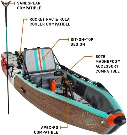 BOTE Lono Aero Inflatable Kayak Convertible Stand Up Paddle Board for Single Rider Adults Kids Family Friendly Blow Up Fishing MAGNEPod Compatible