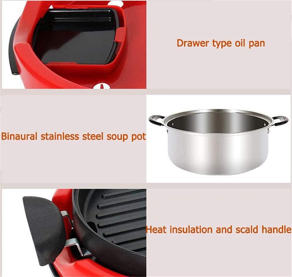Electric Hot Pot Grill Indoor Korean BBQ Grill Hotpot Shabu Shabu Hot Pot, 1800W Non-Stick Baking Pan Separate Dual Temperature Contral, Capacity for 2-12 People, 220V