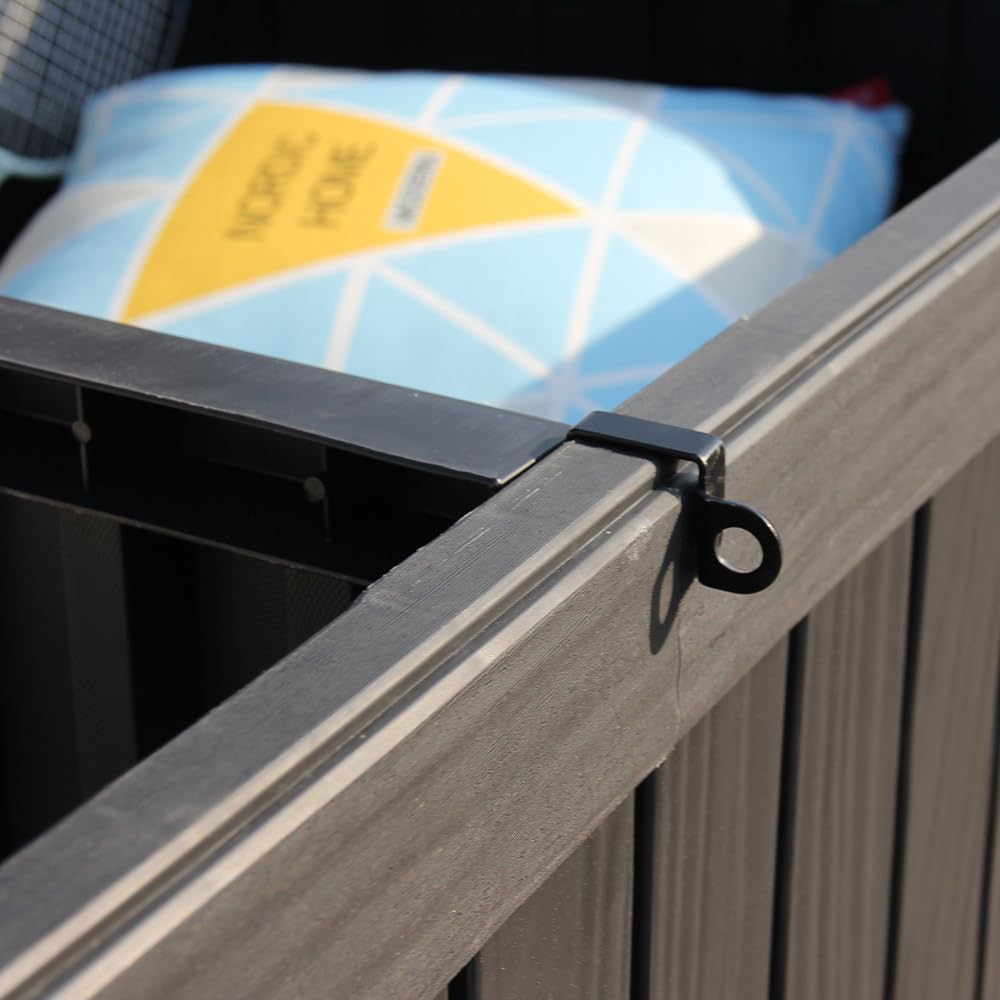 BTEXPERT 150 Gallon Outdoor Storage Container Deck Box with Metal Support Rods for Patio Furniture Garden Tools Cushions Waterproof Lockable UV Resistant Resin