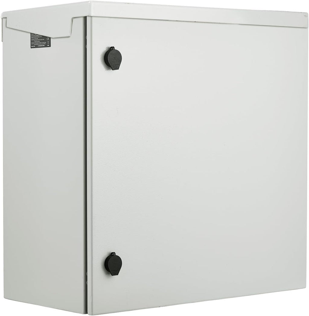 VEVOR Electrical Enclosure, 24'' x 24'' x 12'', NEMA 4 Outdoor Enclosure, IP65 Waterproof & Dustproof Cold-Rolled Carbon Steel Hinged Junction Box for Outdoor Indoor Use, with Rain Hood