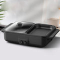Hot Pot Electric with Grill, 2 in1 Indoor Non-Stick Shabu Shabu Pot & Frying Pan, Portable Mini Hot Pot Korean BBQ w/Individual Dual Temperature Control, 1-3 People