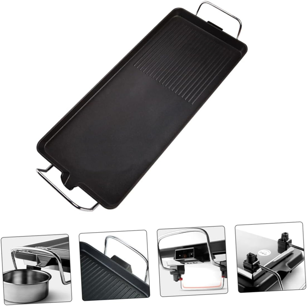 PRETYZOOM 1set Electric Smokeless Barbecue Grill Nonstick Indoor Electric Baking Tray for Easy Grilling of Steaks Chicken Fish and Vegetables