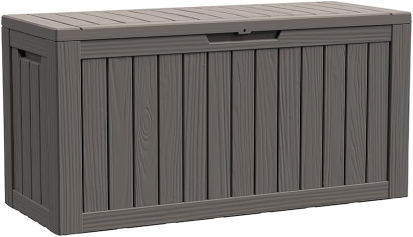 BTEXPERT 80 Gallon Deck Box Outdoor Storage Container with Metal Support Rods for Patio Furniture Garden Tools Cushions Waterproof Lockable UV Resistant Set of 2
