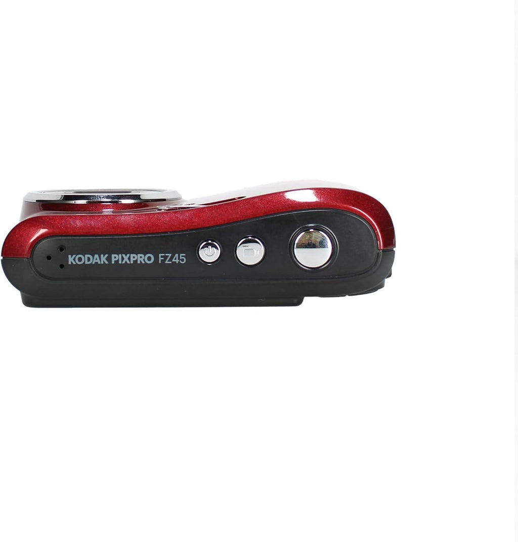 KODAK PIXPRO FZ45 16MP CMOS Sensor Digital Camera 5X Optical Zoom with Sunshine Photo Microfiber Cleaning Cloth (Advanced Bundle, Red)