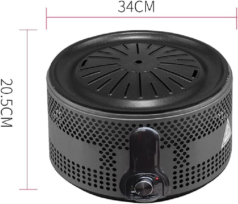 Portable Nonstick Charcoal Barbecue Grill Round Smokeless Korean BBQ Grill Household Tabletop Grill for Party Backyard Camping Black