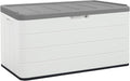 Mrosaa 110 Gallon Outdoor Deck Box, Outside Storage Box Waterproof for Cushion Storage, Garden Tools, Lockable Outdoor Storage Bin, Light Beige