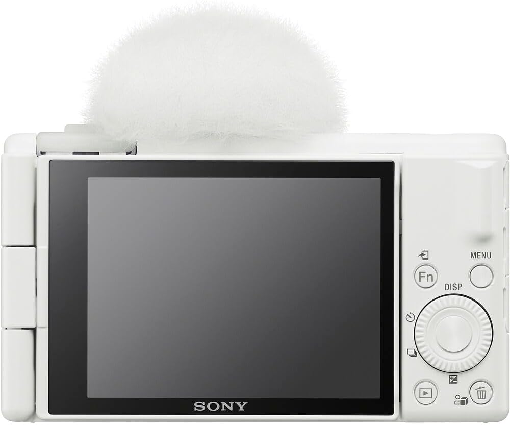 Sony ZV‑1F/W Vlog Camera in White | 20.1 MP 1‑Inch Exmor RS Sensor Compact Creator Camera (White) (ZV1F/W) + Filter Kit + 64GB Card + Photo Software + 2 x NP-BX1 Battery + More