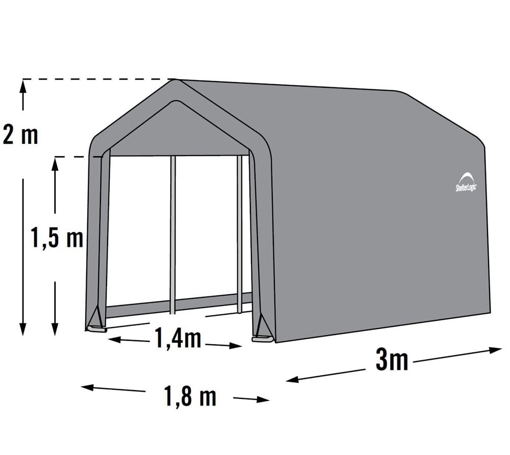 ShelterLogic 6' x 10' x 6' Shed-in-a-Box All Season Steel Metal Peak Roof Outdoor Storage Shed with Waterproof Cover and Heavy Duty Reusable Auger Anchors