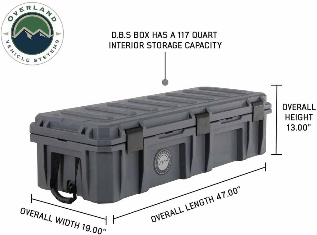 Overland Vehicle Systems 40100021 Dark Gray 117 QT Dry Box Storage with Drain and Bottle Opener | Waterproof Seal | Heavy-Duty Latches and Nylon Handles | Keeps Gear Safe, Dry and Organized