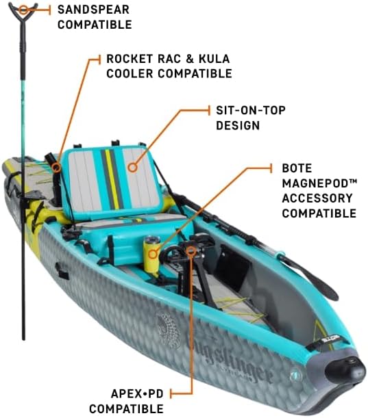 BOTE Lono Aero Inflatable Kayak Convertible Stand Up Paddle Board for Single Rider Adults Kids Family Friendly Blow Up Fishing MAGNEPod Compatible