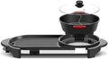 Indoor Korean Barbecue Grill Multifunctional BBQ Hot Pot Double Pot Integrated Kitchen Pot Separable Electric Hot Pot Electric Baking Tray,Black 1,65 * 26Cm,Portable Nonstick Griddle (Color : Black 2