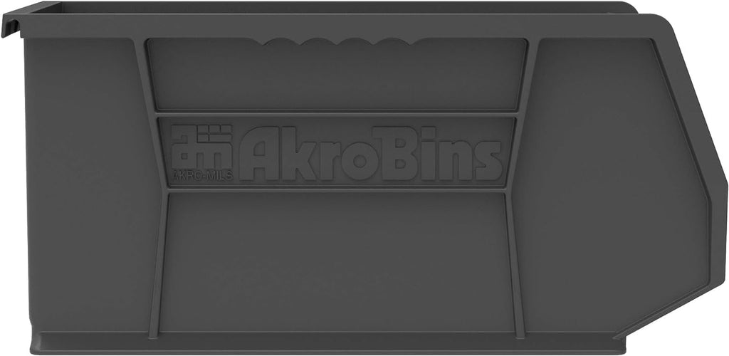 Akro-Mils 30240 AkroBins Plastic Storage Bins, Space-Saving Stackable Bins for Garage, Pantry, Craft Organization, 15' x 8' x 7', Black, 12-Pack