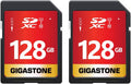 GIGASTONE 128GB SD Card 2-Pack UHS-I U1 Class 10 SDXC Memory Card High Speed Full HD Video Canon Digital Camera, Full Size SD Card
