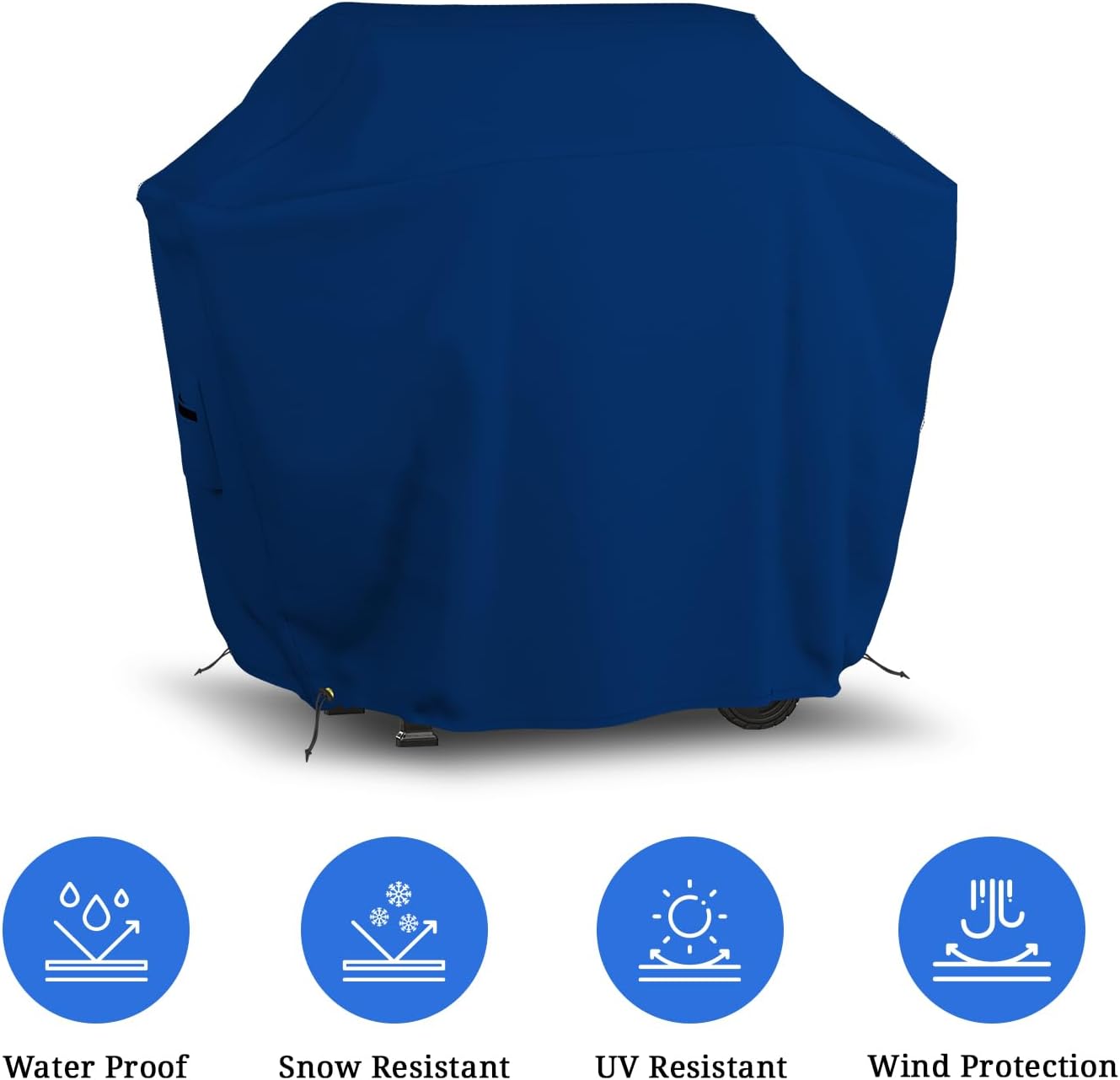 Covers & all BBQ Grill Cover, 18 Oz Heavy Duty Waterproof UV & Weather Resistant, Outdoor Cover with Air Vents & Drawstrings (64' Inches, Blue)