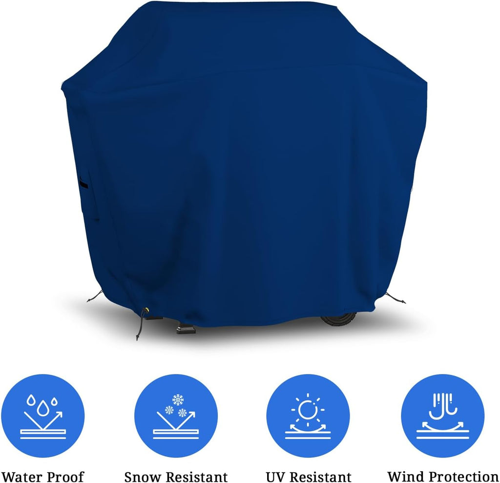 Covers & all BBQ Grill Cover, 18 Oz Heavy Duty Waterproof UV & Weather Resistant, Outdoor Cover with Air Vents & Drawstrings (50' Inches, Blue)