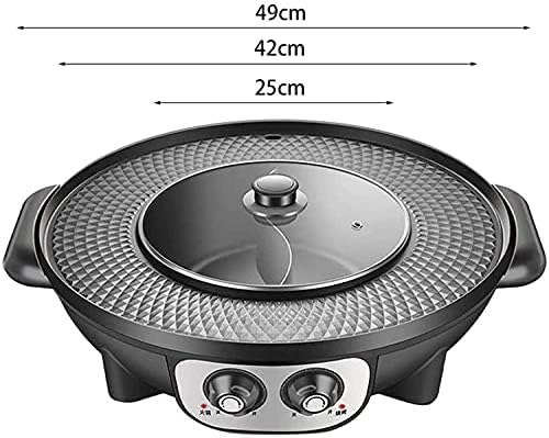 Korean BBQ Electric Hot Pot & Smokeless Grill with Dual Temperature Control, Adjustable Cookware for BBQ Lovers, Perfect for Indoor Cooking, Black Color