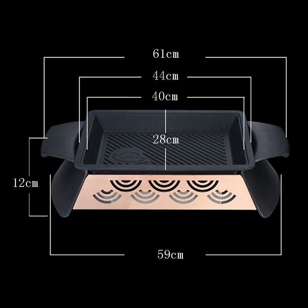 BBQ Barbeque Barbecue Grill,35cm Korean Smokeless Alcohol Charcoal Barbecue Grill,Non-Stick Coating of Maifan Stone,Seafood Plate (Size : 35cm*12cm)