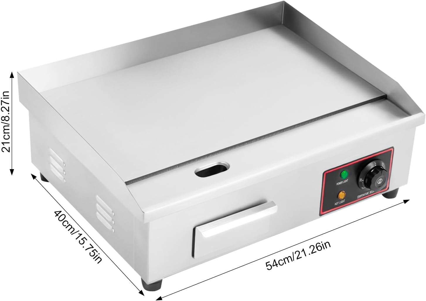 22' Commercial Electric Griddle Countertop Flat Top Griddle Stainless Steel Hibachi Teppanyaki Grill BBQ Plate 122-572℉ Adjustable Temp Control for Restaurant Kitchen,110V (1600W-2)