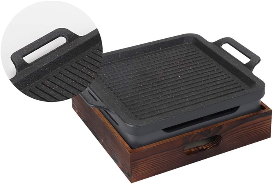 BBQ Barbeque Barbecue Grill,Korean Alcohol Barbecue Grill,Non-Stick Grill Fish Pan,Multifunctional,Indoor and Outdoor,3 Size (Size : 30.5cm30.5cm)
