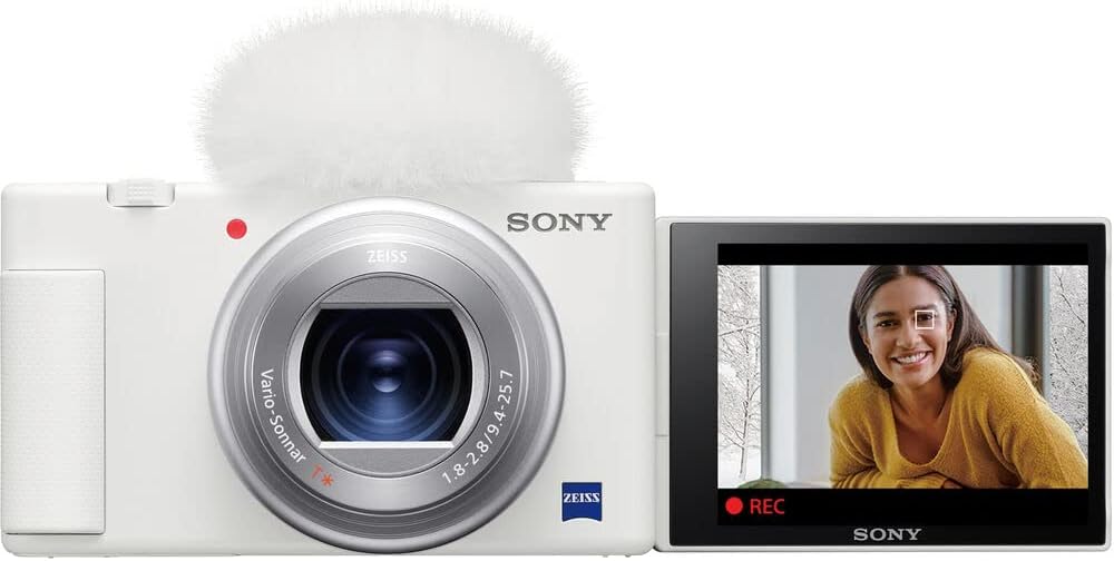 Sony ZV-1 Digital Camera (White) (DCZV1/W) + 64GB Memory Card + Card Reader + Deluxe Soft Bag + Flex Tripod + Memory Wallet + Cleaning Kit (Renewed)