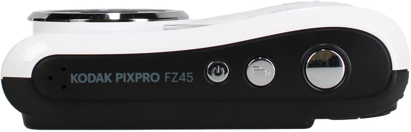 Kodak Pixpro FZ45 Digital Camera (White) Bundle Including: 2X 64 GB Memory Card, Rechargeable Batteries, Camera Case, Flexible Tripod, Card Reader, Card Wallet, Hand Strap, Full Cleaning Kit