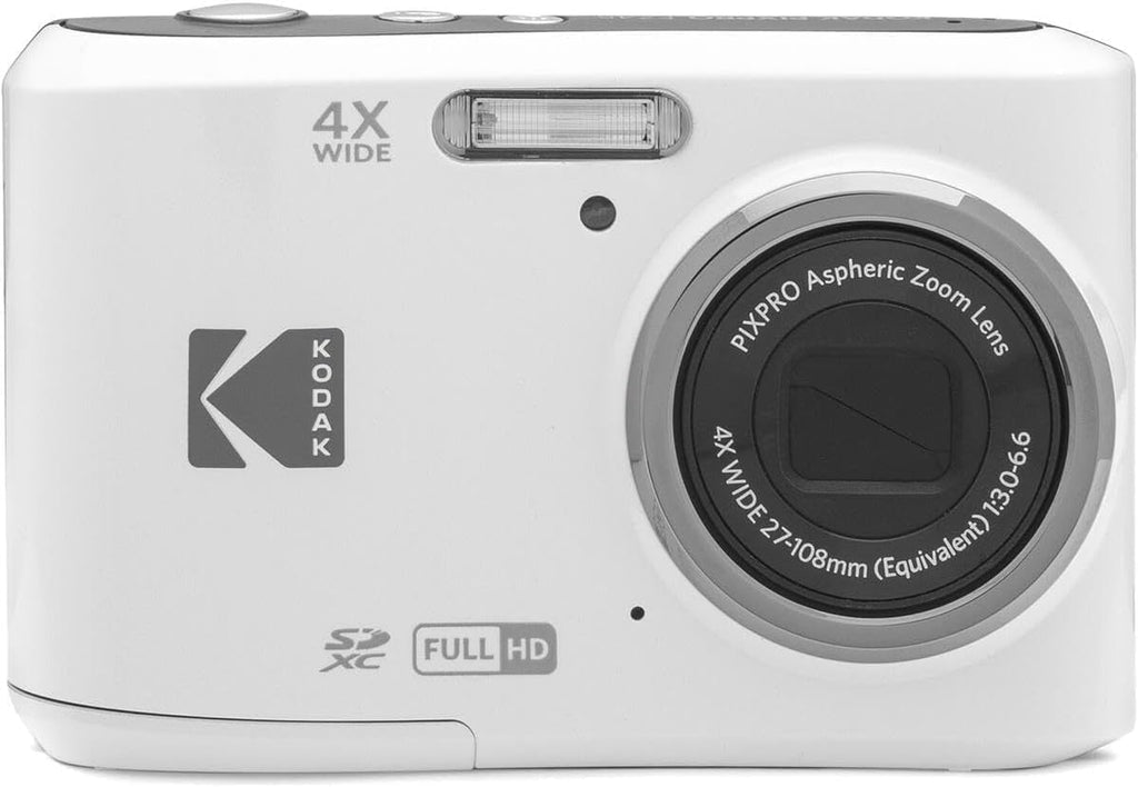 KODAK PIXPRO FZ45 16MP CMOS Sensor Digital Camera 5X Optical Zoom with Sunshine Photo Microfiber Cleaning Cloth (Basic Bundle, White)