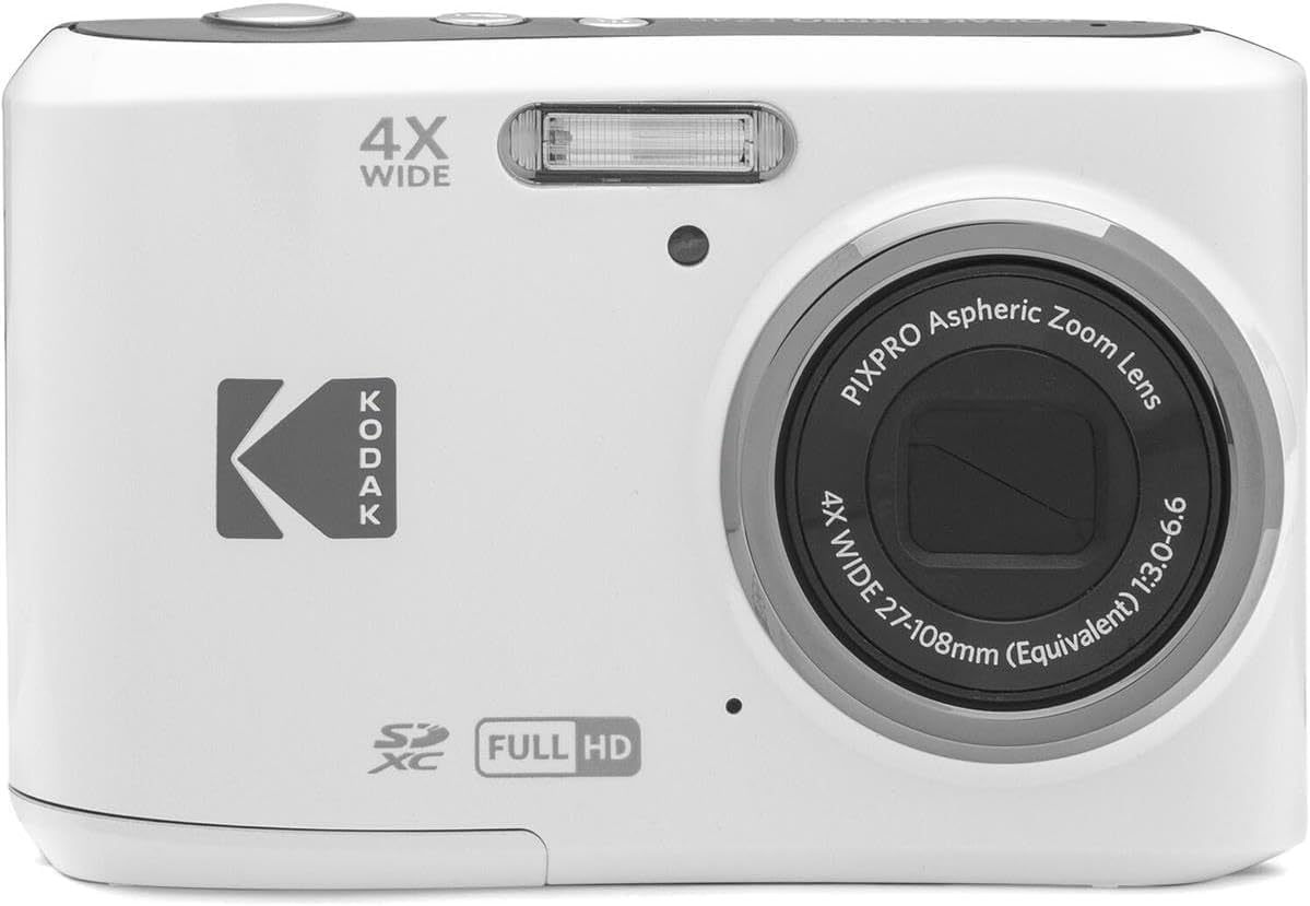KODAK PIXPRO FZ45 16MP CMOS Sensor Digital Camera 5X Optical Zoom with Sunshine Photo Microfiber Cleaning Cloth (Basic Bundle, White)