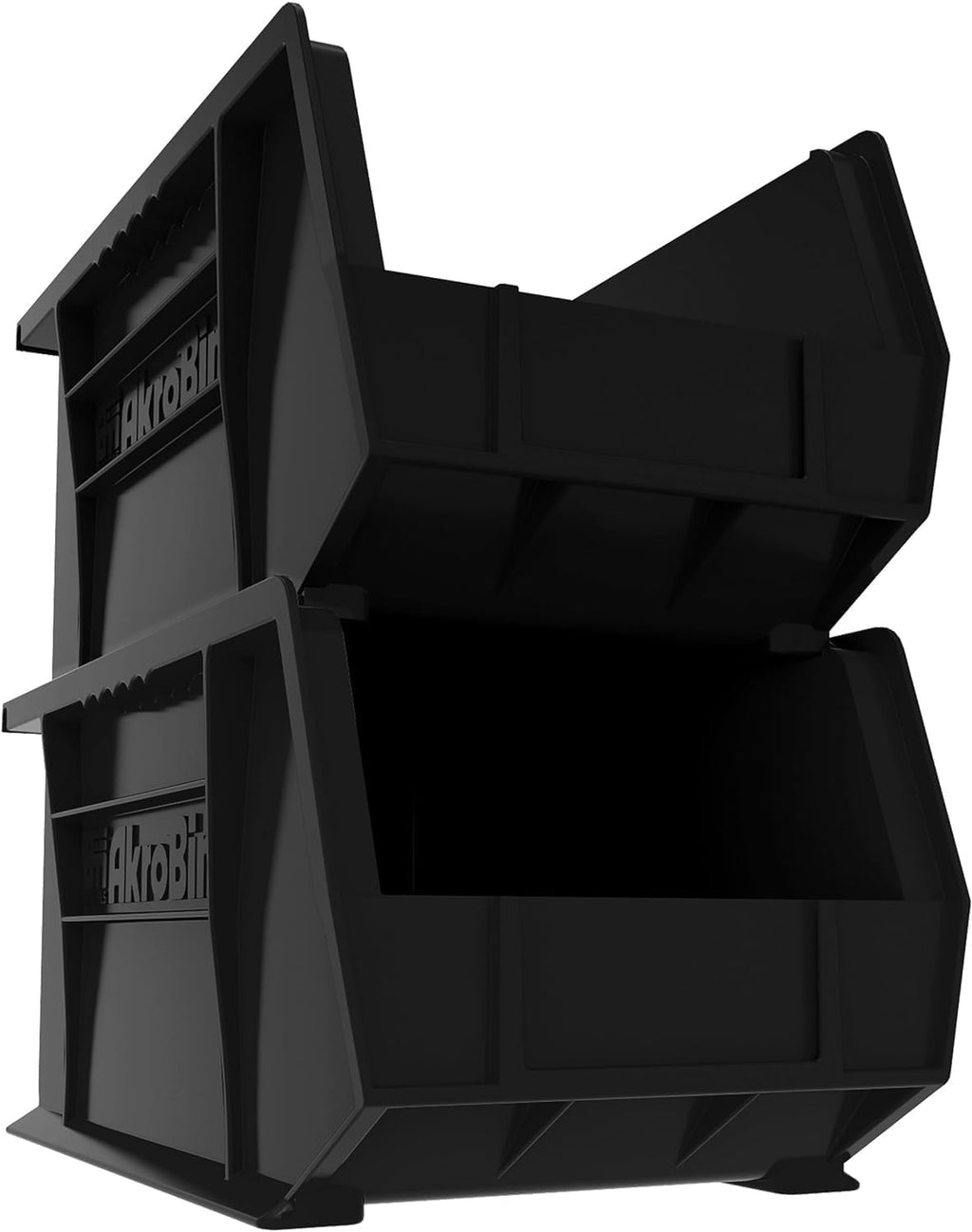 Akro-Mils 30240 AkroBins Plastic Storage Bins, Space-Saving Stackable Bins for Garage, Pantry, Craft Organization, 15' x 8' x 7', Black, 12-Pack
