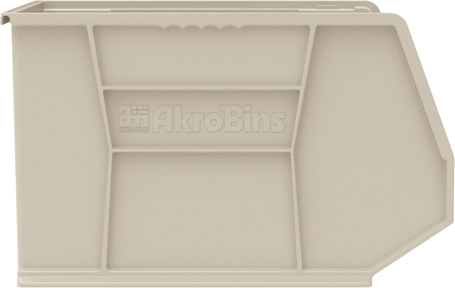 Akro-Mils 30270 AkroBins Plastic Storage Bins, Space-Saving Stackable Bins for Garage, Pantry, Craft Organization, 18' x 16' x 11', Stone, 3-Pack