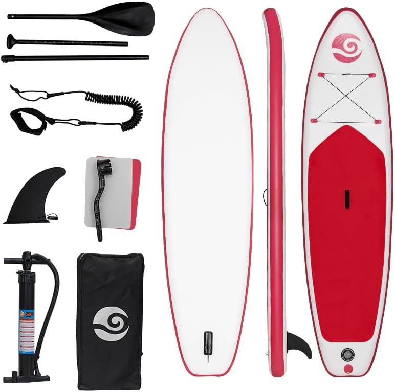 10'6'×32' Wide Inflatable Stand Up Paddle Board Fishing Paddle Board Yoga Board with Durable SUP Accessories & Carry Bag 2 Person Non-Slip Comfort Deck for Youth & Adults