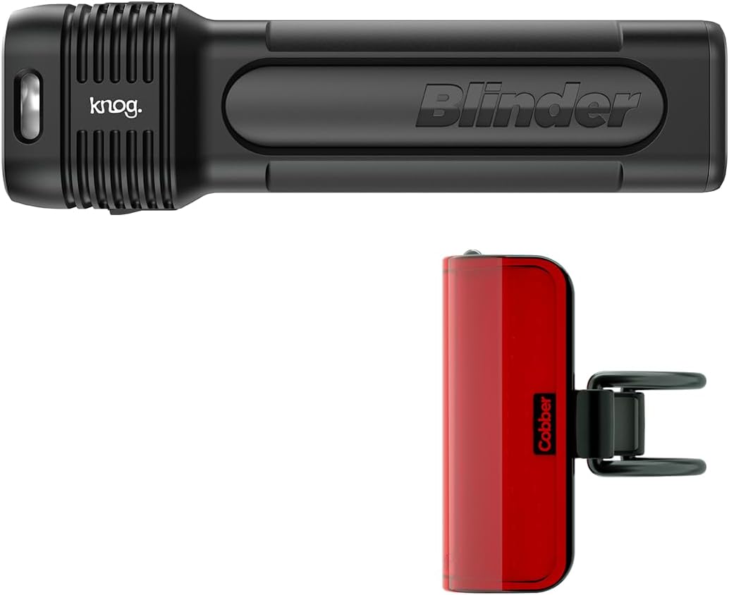 Knog Blinder 1300 Lumen Bike Headlight & Mid Cobber 170 Lumen Bike Light Set, Powerful Illumination, 330° Visibility, Long Battery Life, Waterproof, Multiple Mounts