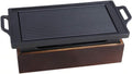 BBQ Barbeque Barbecue Grill,BBQ,Korean Non-Stick Baking Tray Alcohol Barbecue Grill,Holding Stove,Wooden Base,Indoor and Outdoor (Size : 28cm15cm)