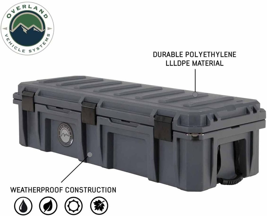 Overland Vehicle Systems 40100021 Dark Gray 117 QT Dry Box Storage with Drain and Bottle Opener | Waterproof Seal | Heavy-Duty Latches and Nylon Handles | Keeps Gear Safe, Dry and Organized