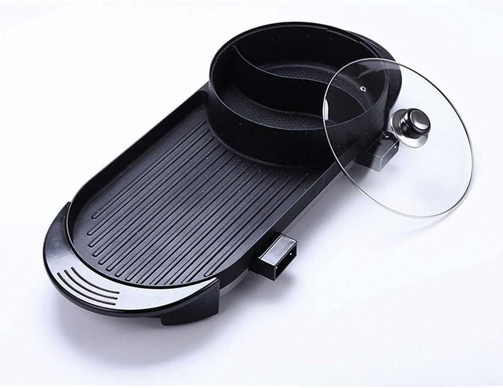 BBQ The Electric Korean Barbecue Hot Pot, Maifan Stone Multi-Function and Hot Pot Tabletop Grill and Fondue with Ceramic Coating 1350W